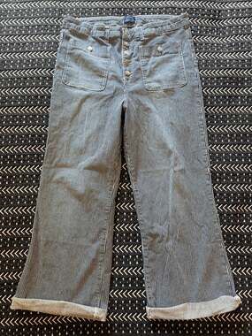 Scoop striped denim jeans in blue and white